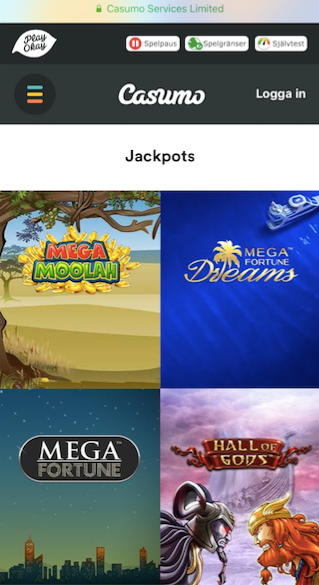 Casumo erbjuder bland annat spel på Mega Fortune Dreams genom sin mobilversion