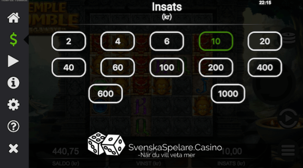 och välj sedan din önskade insats