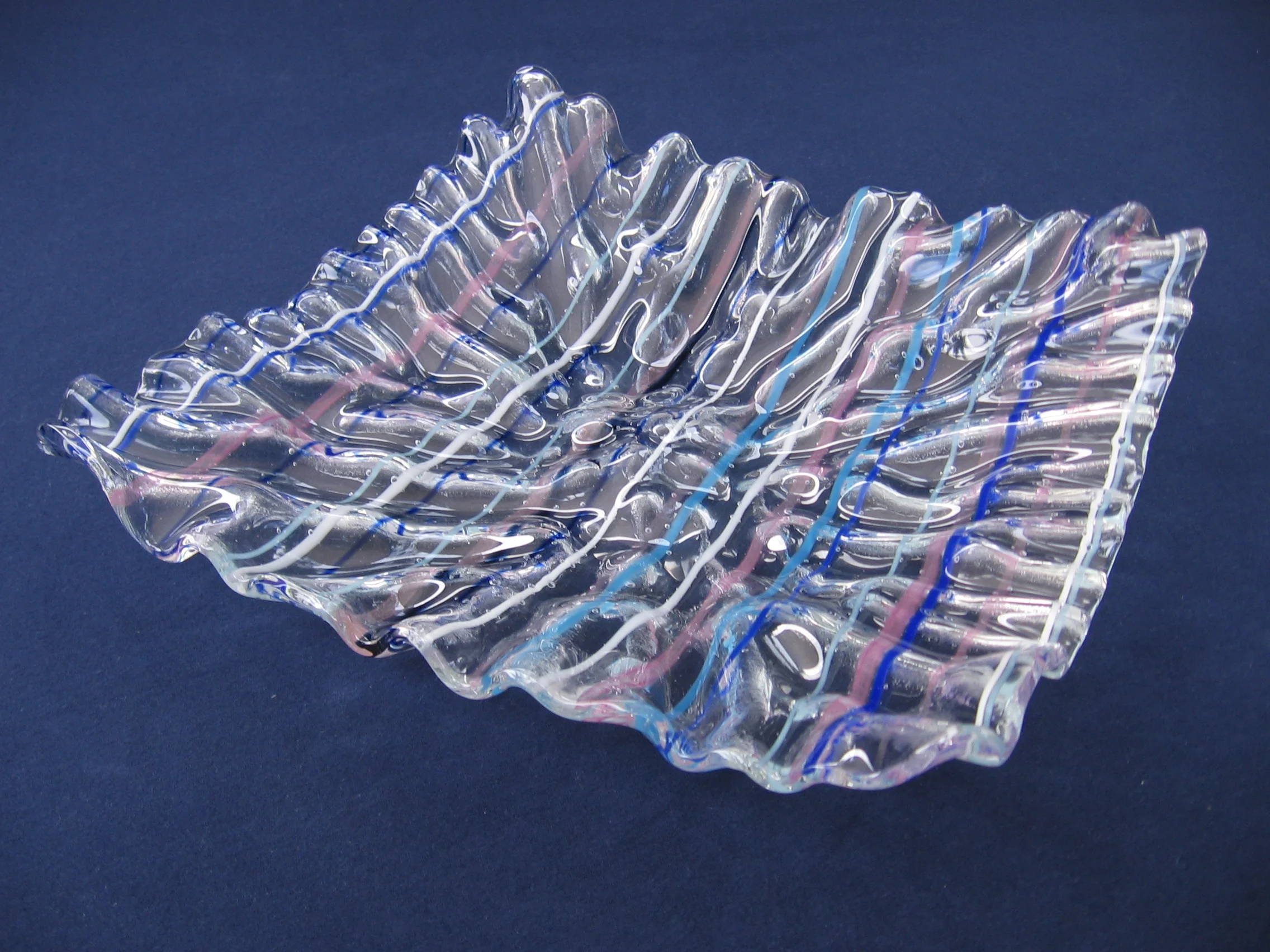 Bowl 2- fused and slumped Bullseye glass 2005 29x29x5 cm.JPG