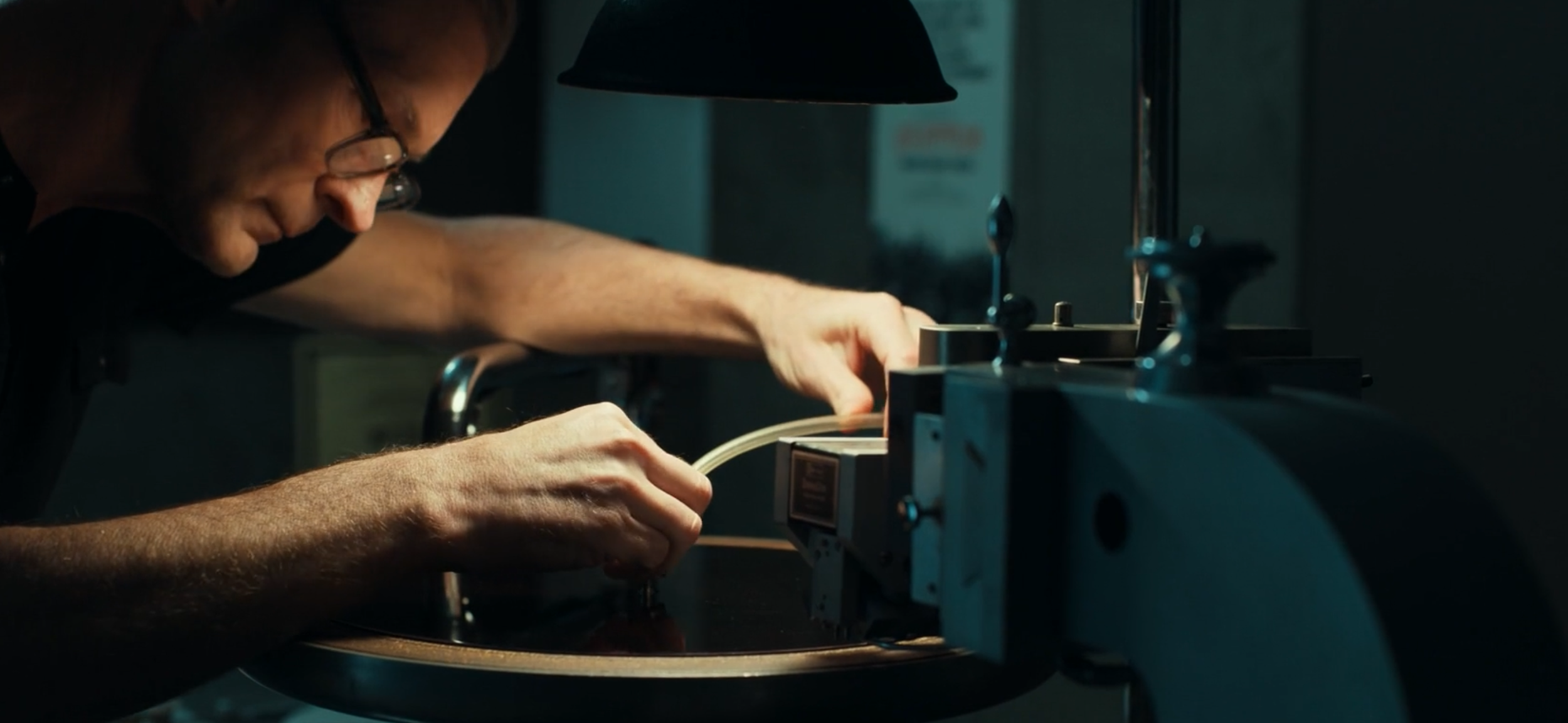 Chris Jaymes portrays Dennis King mastering Bruce Springsteen's Nebraska album.