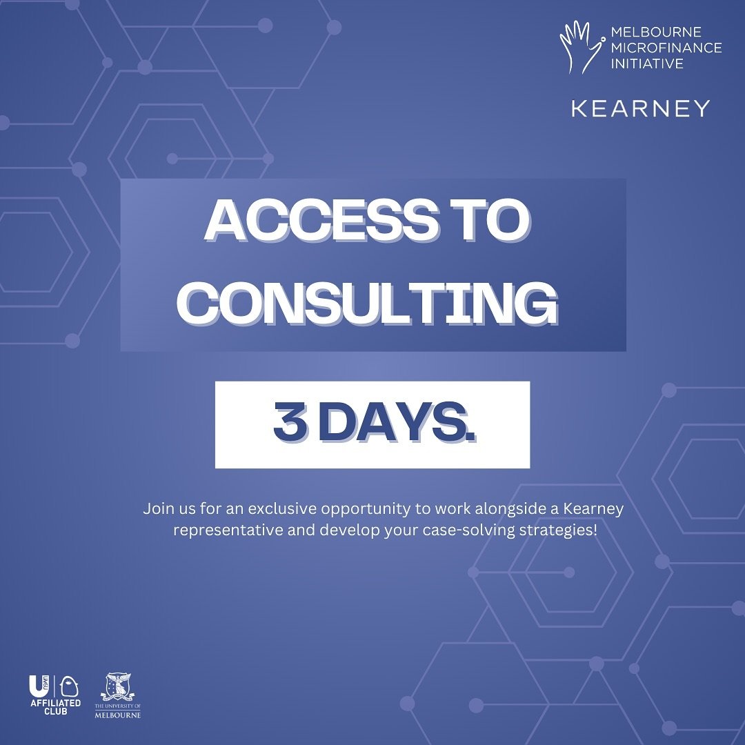Only 3 Days To Go! 💙💙 Get ready to learn essential consulting skills, meet consulting professionals, and gain exclusive access to consulting insights from Kearney representatives at the ATC event! 💼

🗓️ Thursday, 18th April 2024
⏰ 6:15pm - 9:15pm