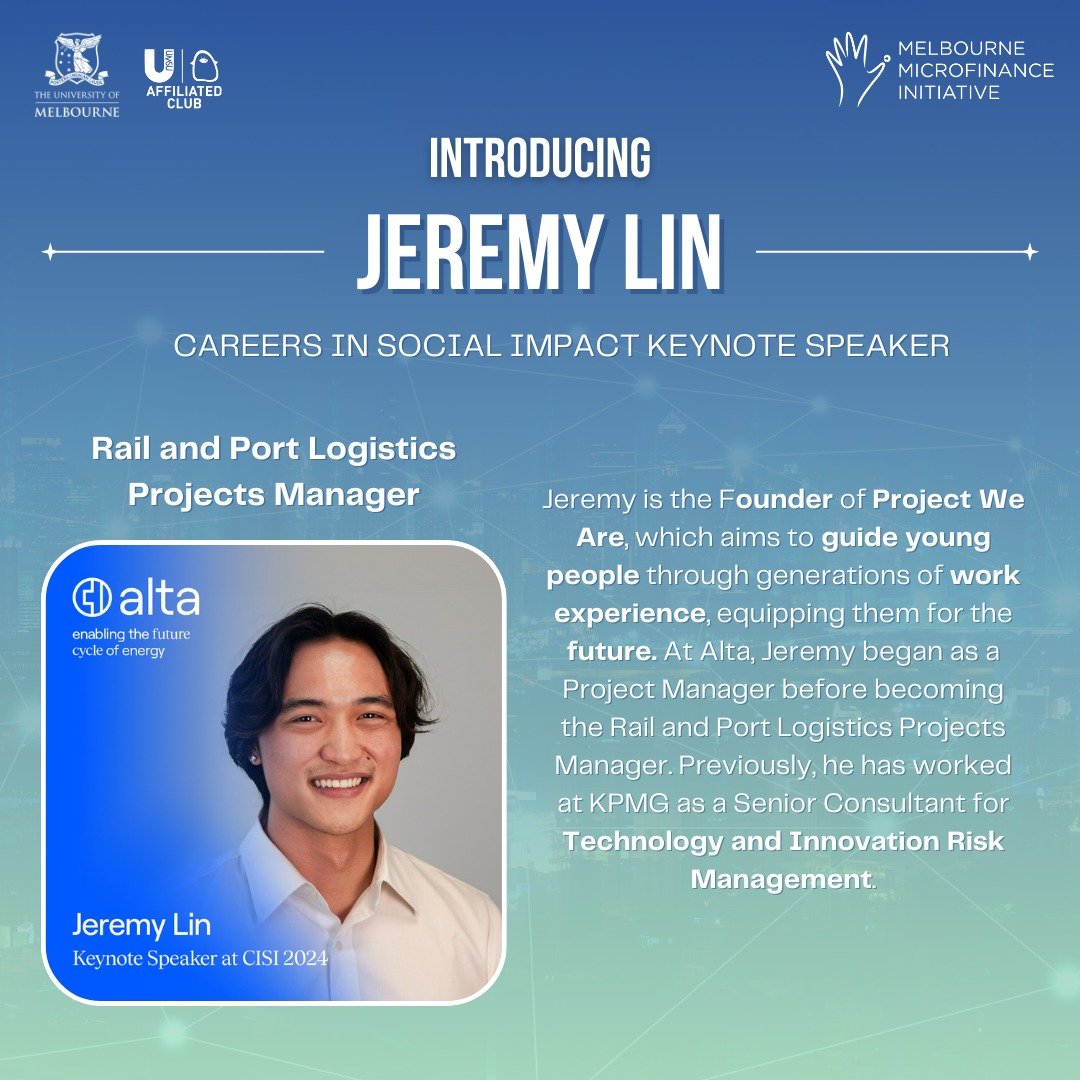 Excited to announce Jeremy Lin from Alta Battery Technology as our keynote speaker at Careers in Social Impact! 🎉

Join us as Jeremy shares insights on defining your unique social impact and leveraging it for career growth. 🙌

Register through the 
