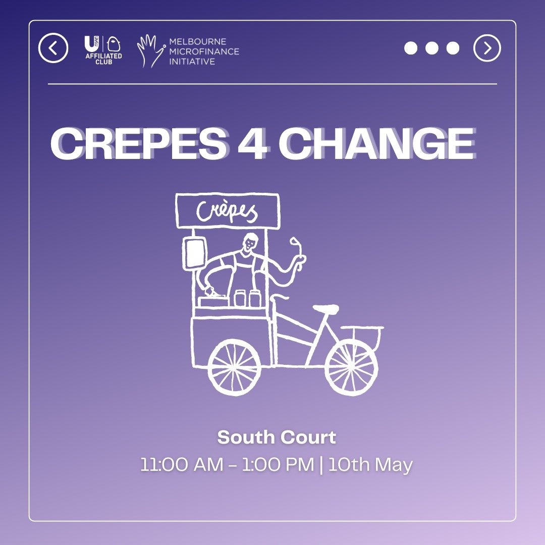 Come join us at Cr&ecirc;pes 4 Change 😁

Members can get a cr&ecirc;pe for free, so if you aren&rsquo;t already, become a member via the link in our bio!

Event details
🗓️ Date: Friday, May 10th
⏰ Time: 11:00 AM - 1:00 PM
📍 Location: South Court
?