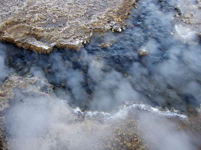 When visiting the Tatio Geysers, one must step carefully over the mineral-encrusted earth. Visitors have fallen through the thin crust into underlying pools of scalding water, suffering severe burns.