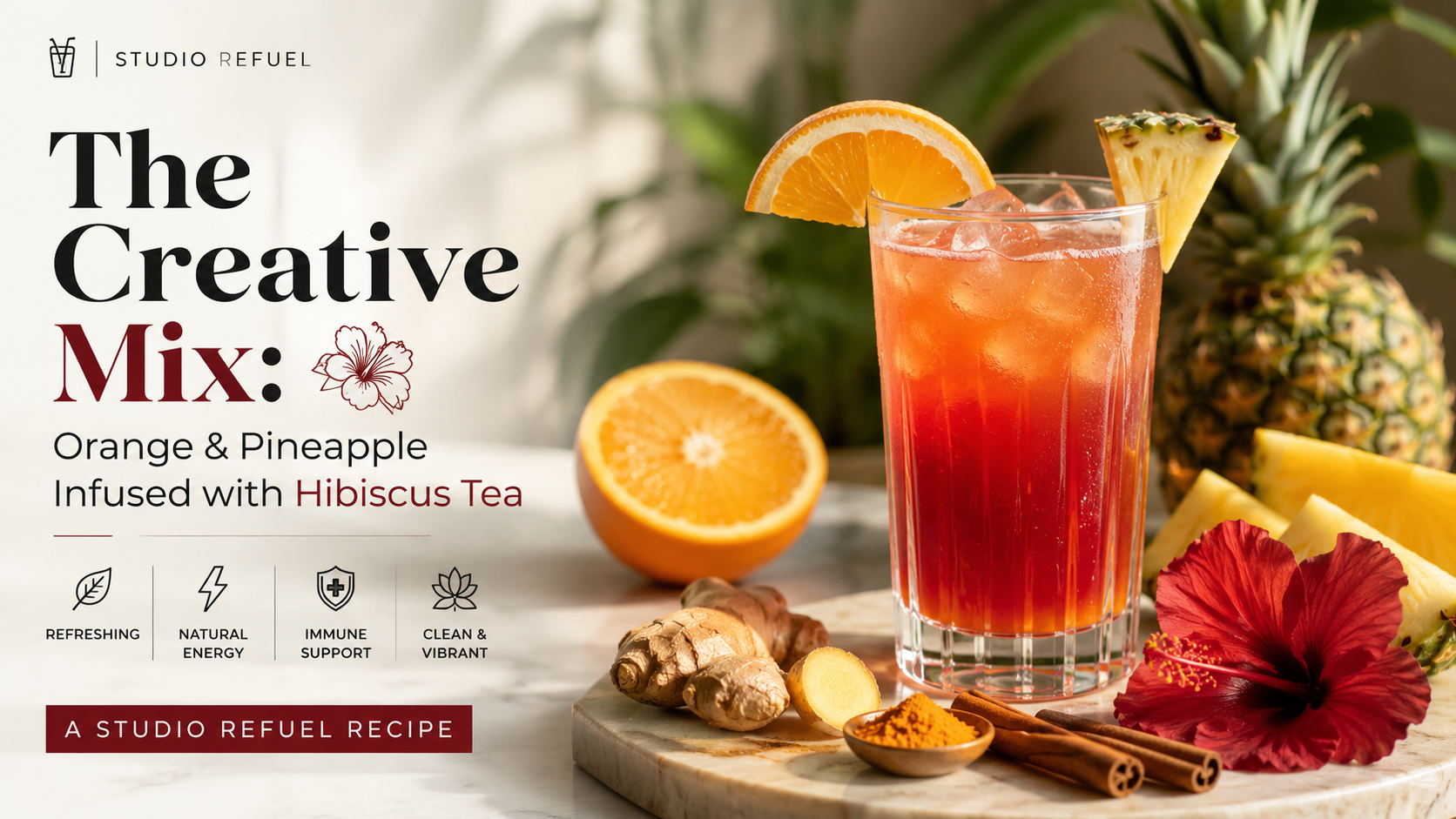 A Quiet Moment Before the Creativity Begins: Orange, Pineapple infused with Hibiscus Tea