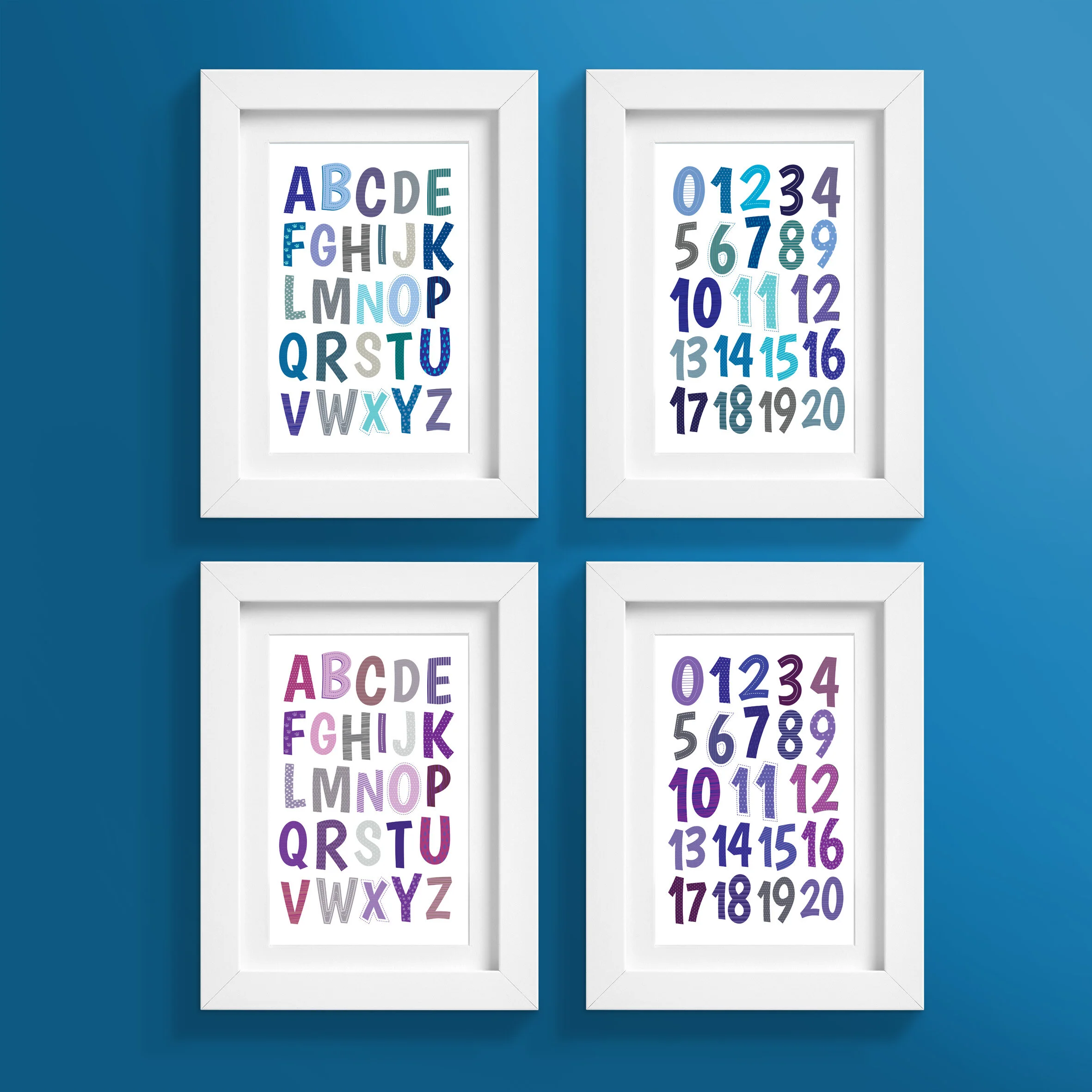 Set of 4 A4 Alphabet and Numbers Digital Download
