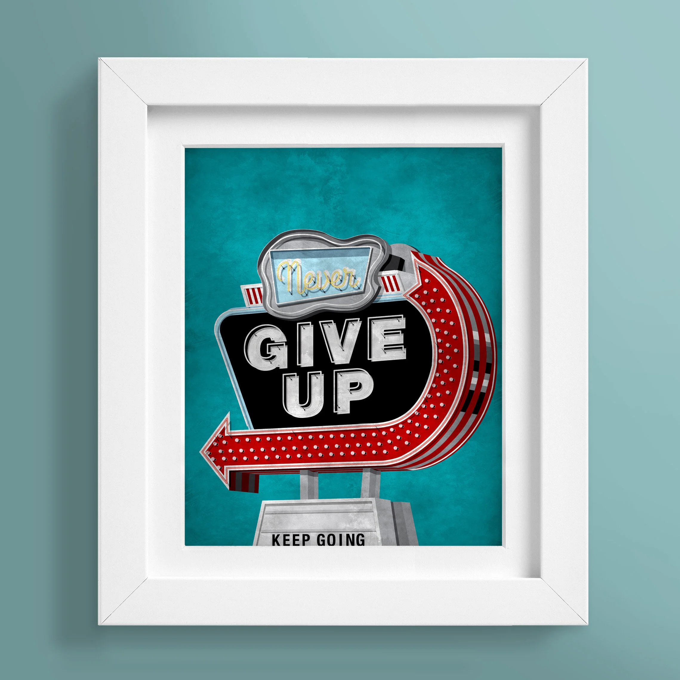 114 Never give up poster