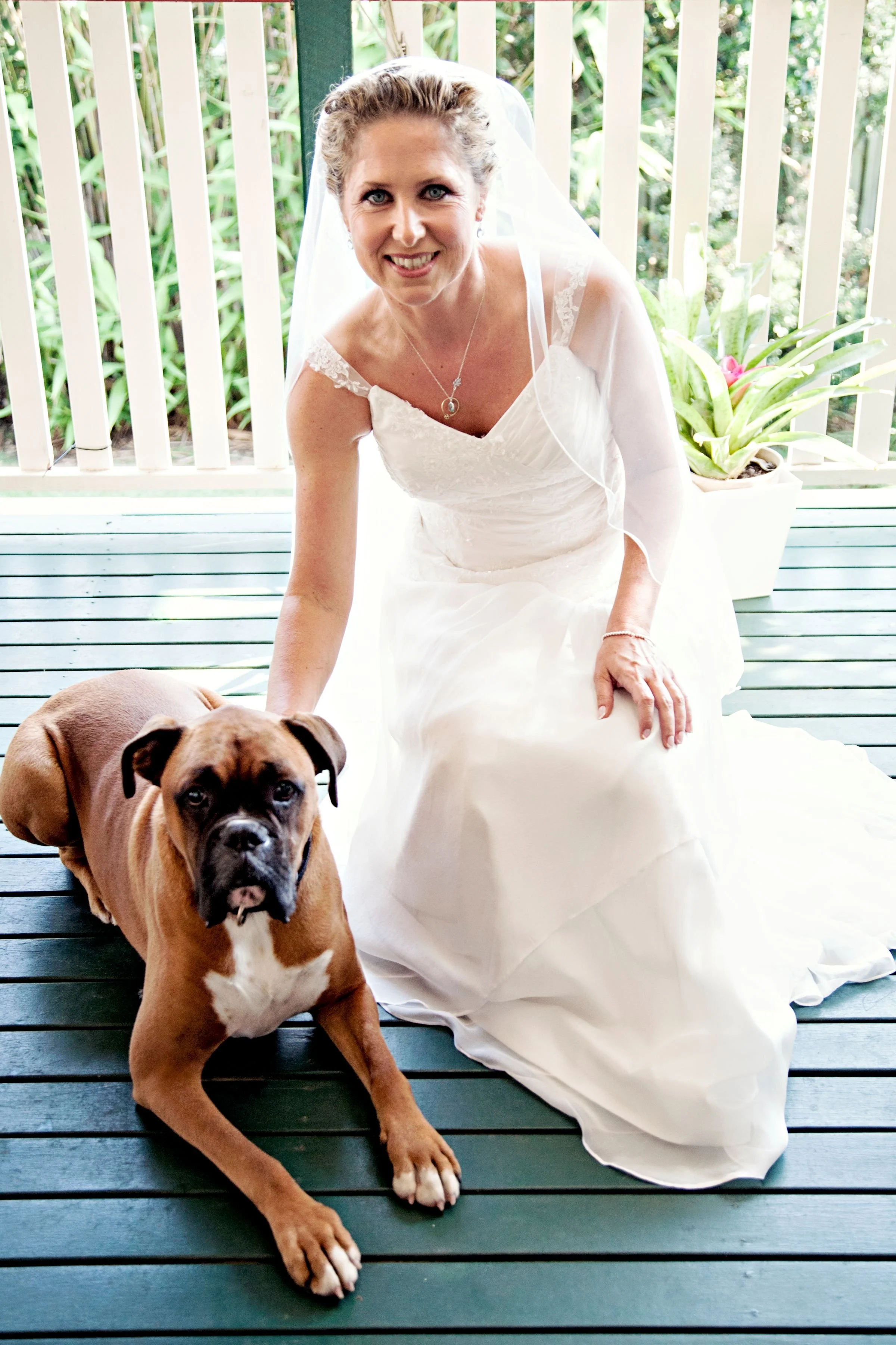 Trudy the Celebrant Wedding day with dog Dexter.jpg