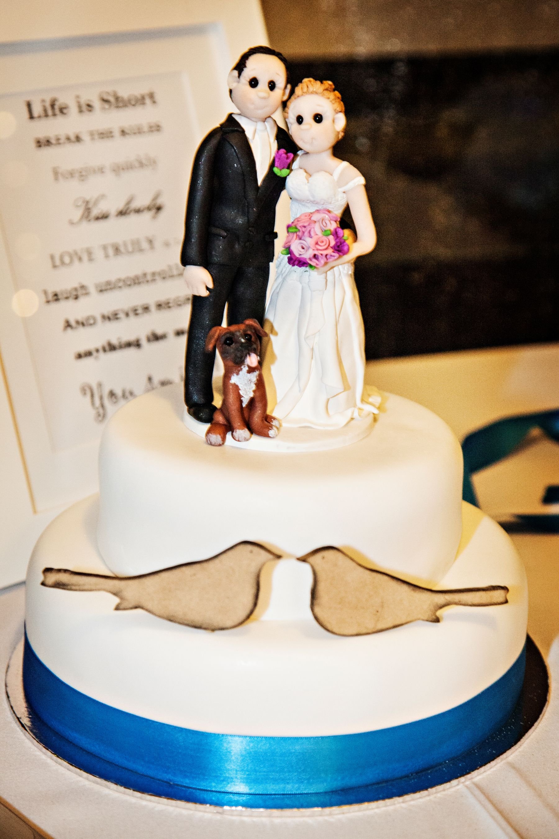 Trudy the Celebrant Wedding day_Wedding Cake topper with beloved dog Dexter.jpg