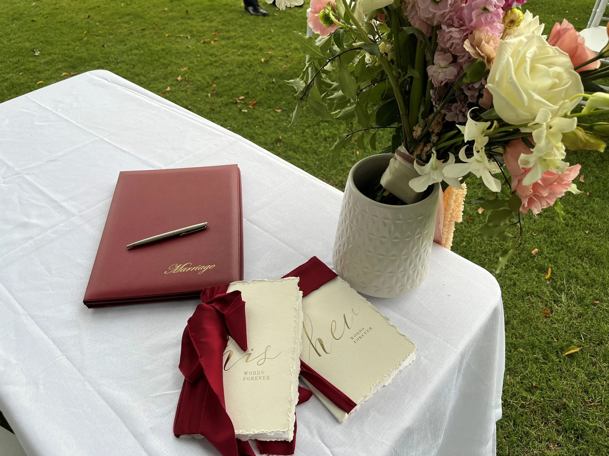 Marriage Signing table and Wedding Vow booklets_Trudy the Brisbane celebrant