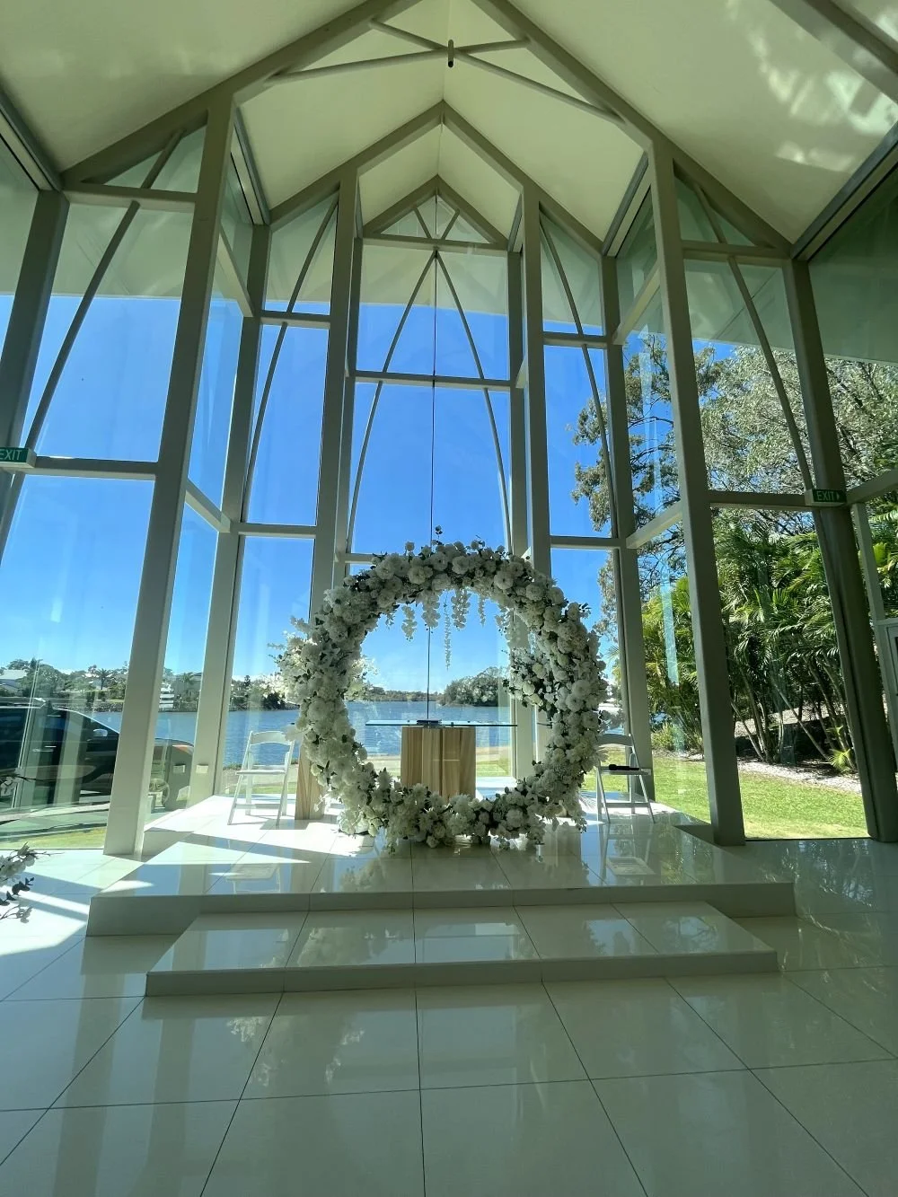 Sanctuary Cove Wedding Chapel altar view of the water