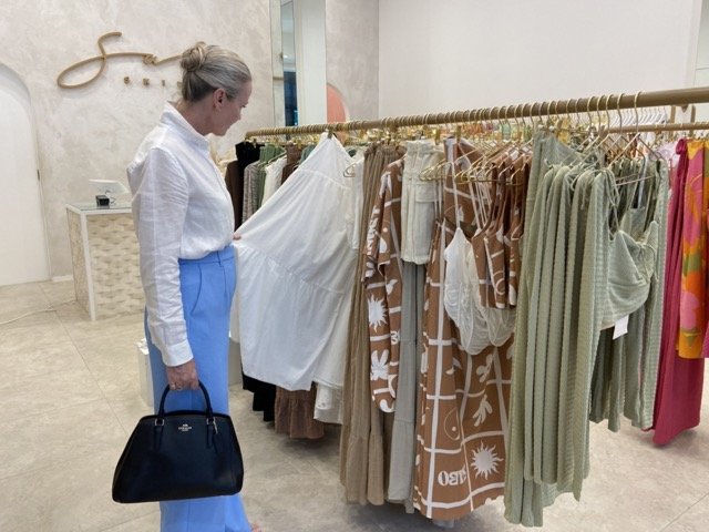 Elizabeth, Gold Coast personal stylist, styling a client in store