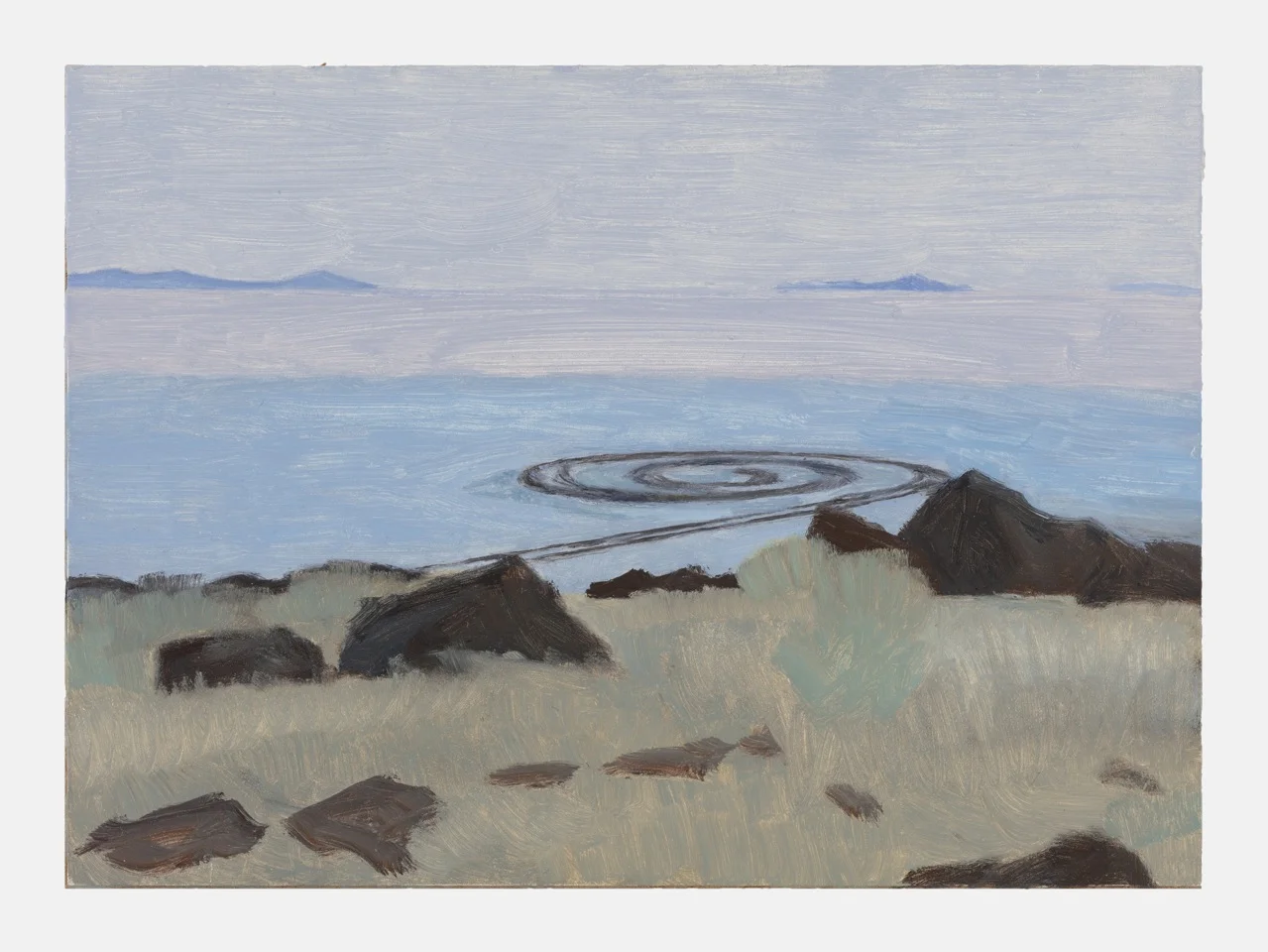 Spiral Jetty (Rain), 2018, oil on panel, 6 x 8 1/4 inches