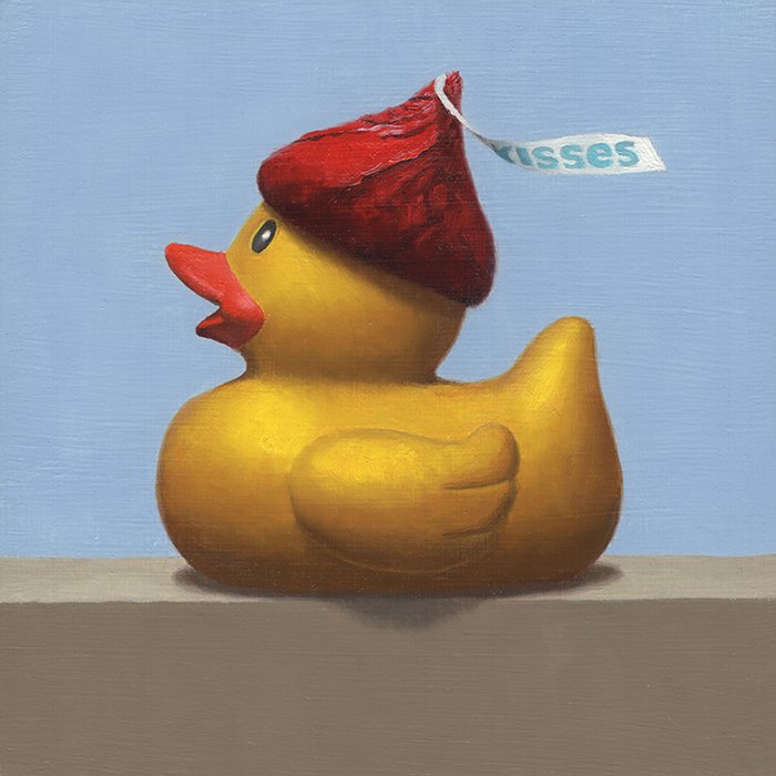 Holiday Kisses, 6x6" oil on cradled panel, Available