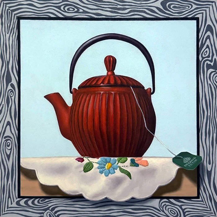 Teatime Escape, 12x12" oil on panel, Available