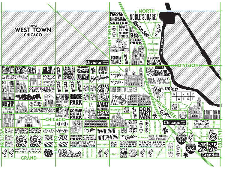 West Town Map -  Purchase a map here