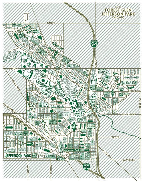 Forest Glen and Jefferson Park Map -  Purchase a map here