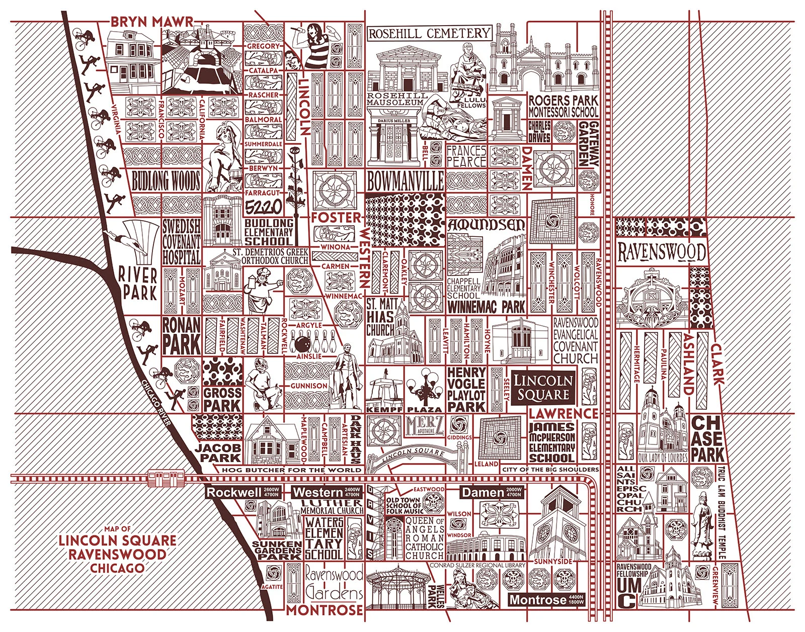 Ravenswood and Lincoln Square Map - Purchase a map here