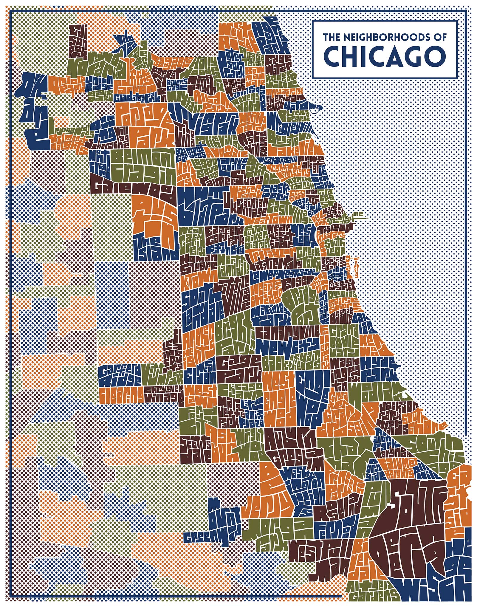 Chicago Typography Neighborhood Map