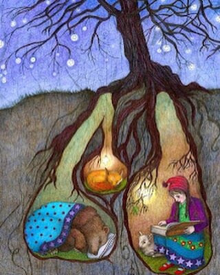 Artwork by Jessica Boehman
Happy winter solstice.

The winter solstice is a time to draw your attention in, to take care of yourself, and to rest, reflect, and restore.

Cycle day 1 is also the time for those activities and intentions.

For me, today