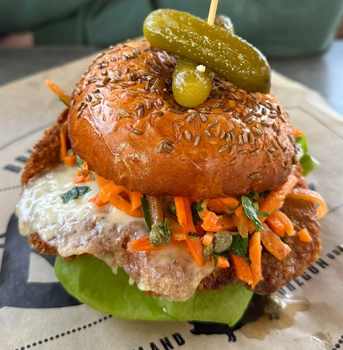 You have half the month left to try our incredible Chefwich! 🐽 x 🍔 

The Albert &mdash; pork schnitzel, carrot slaw, lemon aioli, Emmentaler, butter lettuce, @2_hermanos_bakery caraway brioche $14&nbsp;🐷 🥕 🍋 

Part of the sales will go to @soul_