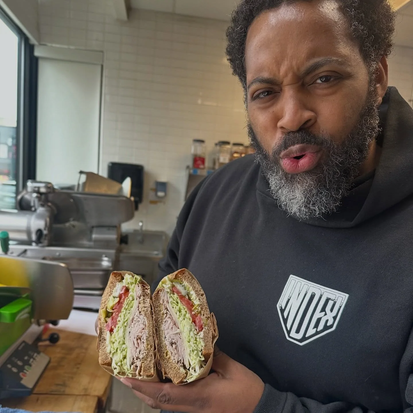 Have you tried our April Chefwich?! It&rsquo;s OUR monthly tradition. By the insanely talented, @eeeweezie and @deadstockcoffee! ☕️ 

Turkey on Whole Wheat: 🥪 ✨ 
house turkey pastrami, sharp cheddar, provolone, mayo, mustard, pickles, tomato, cukes,