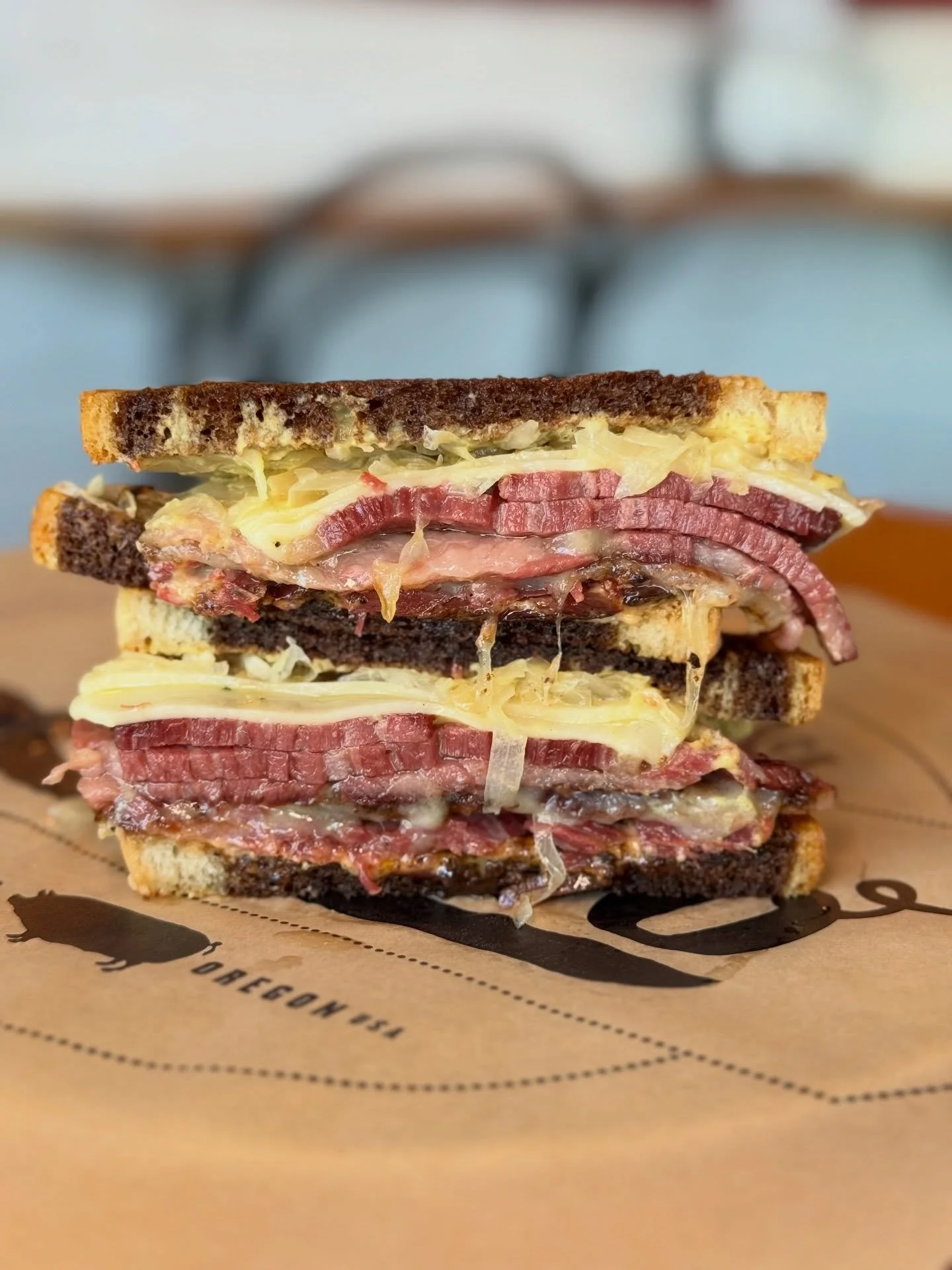 Have you tried our new Chefwich yet?! &hearts;️ 

The Willamette Reuben: 🥪 ✨ 
house cured corned beef + pastrami (with meat sourced from The Ground Market) @thegroundmarket.love - Ferndale Farmstead smoked provolone, Swiss, braised sauerkraut, Russi