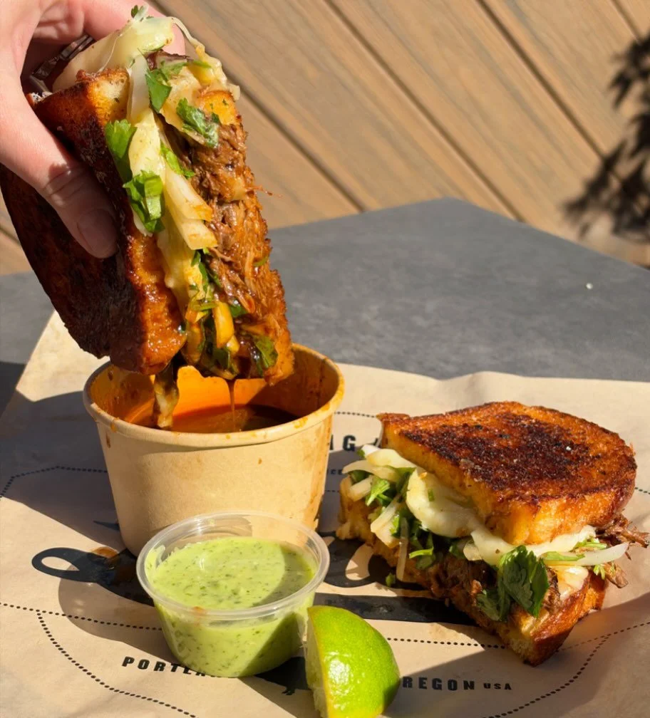 seemingly the rainy season has officially started&hellip; 🌧️ but we&rsquo;ve got just the thing to warm you up. The Beeria Grilled Cheese is diabolically delicious. 

Beer &amp; chili braised beef, Oaxaca and jack cheese, white onion, cilantro, and 