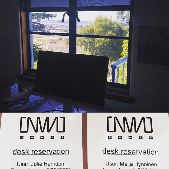 So very grateful to be sharing Maija&rsquo;s workspace with a view at CNMAT! New sounds coming soon~~~