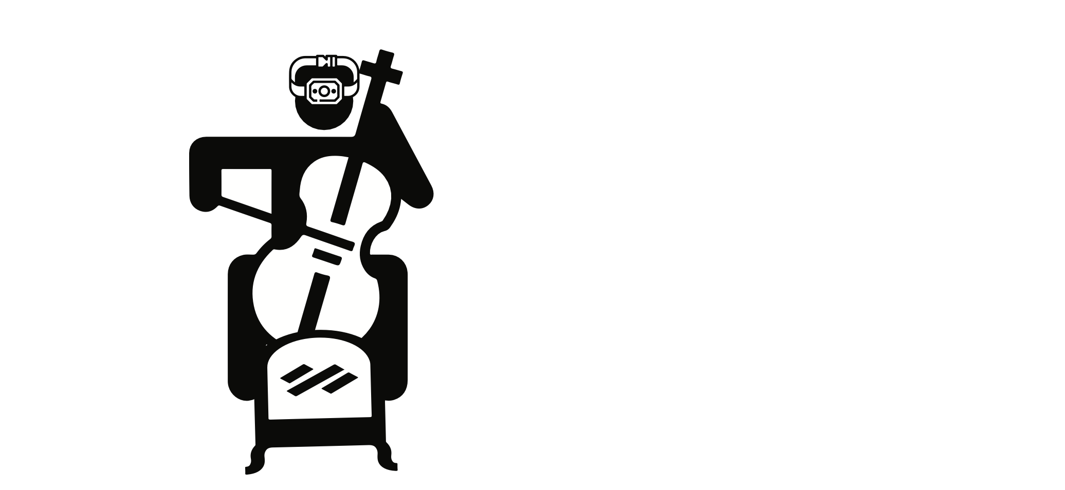 image of cellist wearing headlamp in front of mirror.