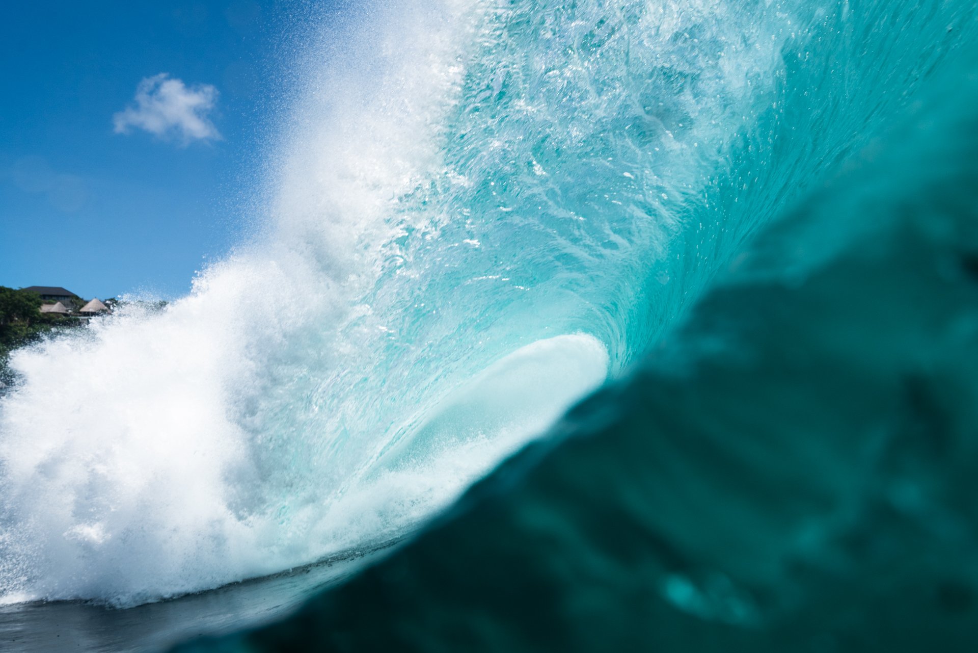 Crystal blue barrel wave photo by Matt Power