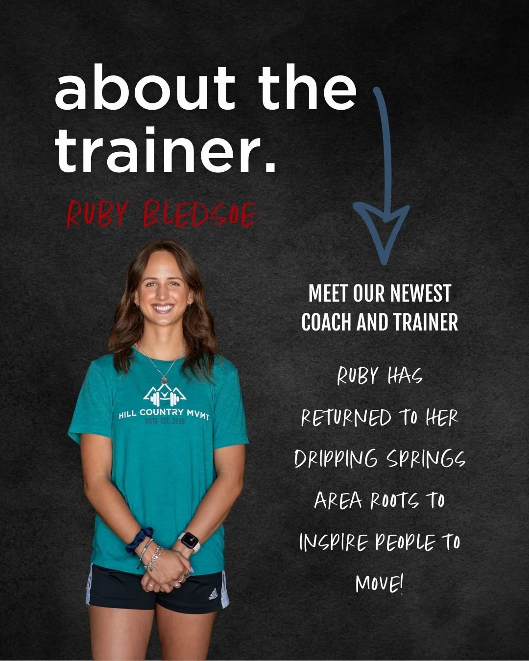 Meet Coach Ruby&mdash;our hometown trainer with a heart for people, art, and deadlifts!

We&rsquo;re thrilled to welcome Coach Ruby to the Hill Country MVMT family!

Ruby recently returned home after earning her B.S. in Community Health from the Univ
