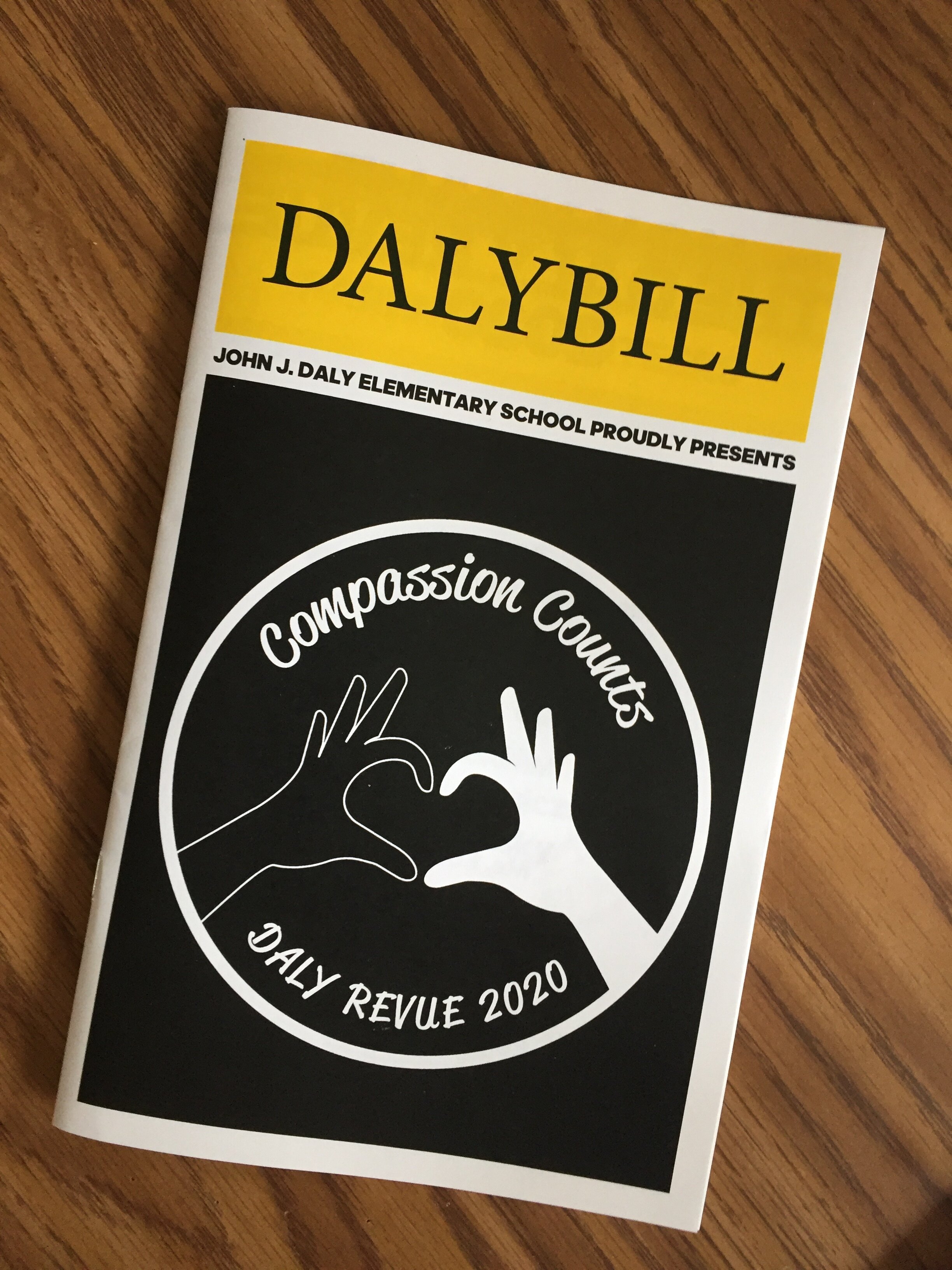 Playbill design for Daly Elementary School event.