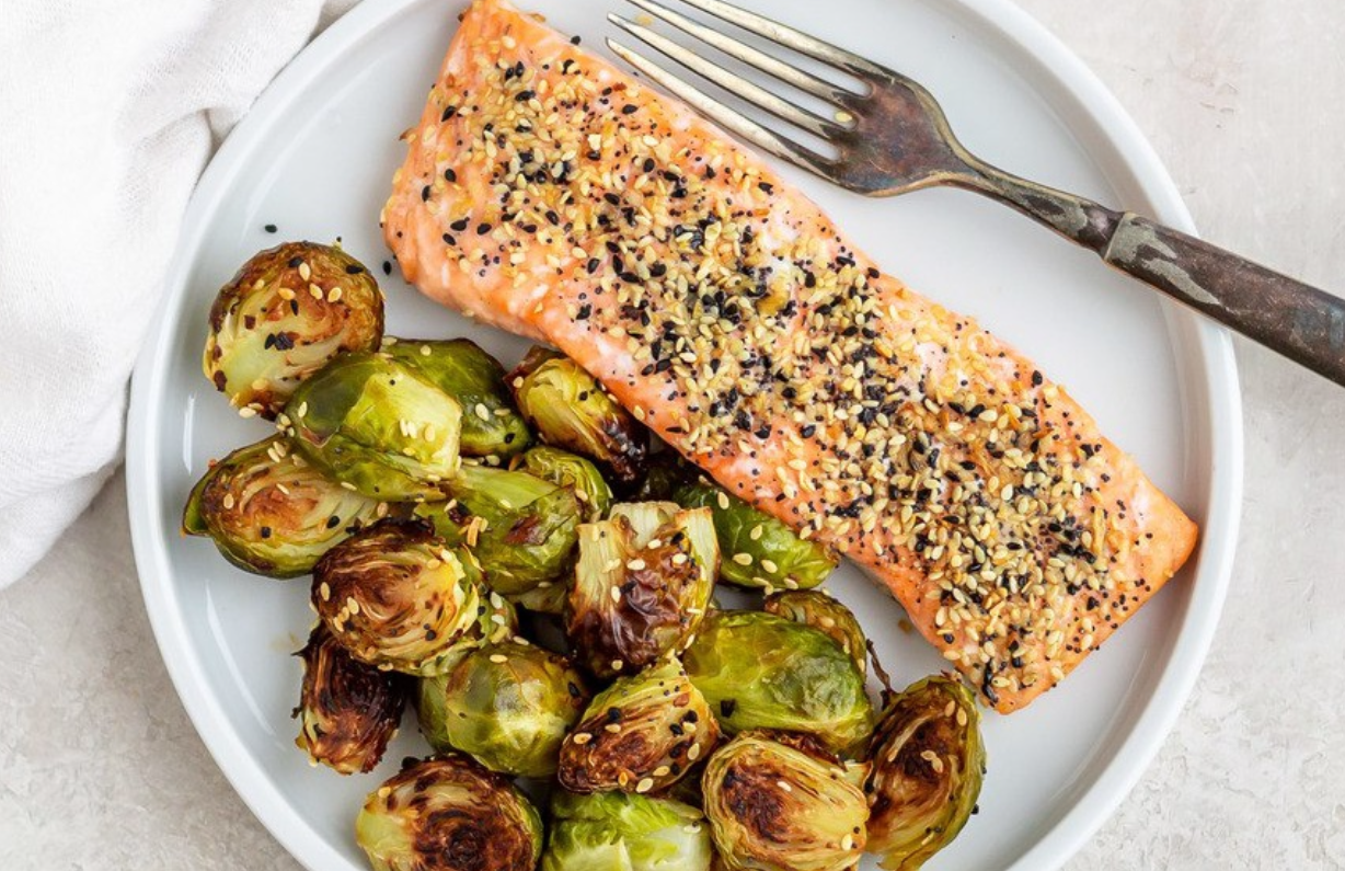 One Pan Everything Salmon &amp; Brussels Sprouts