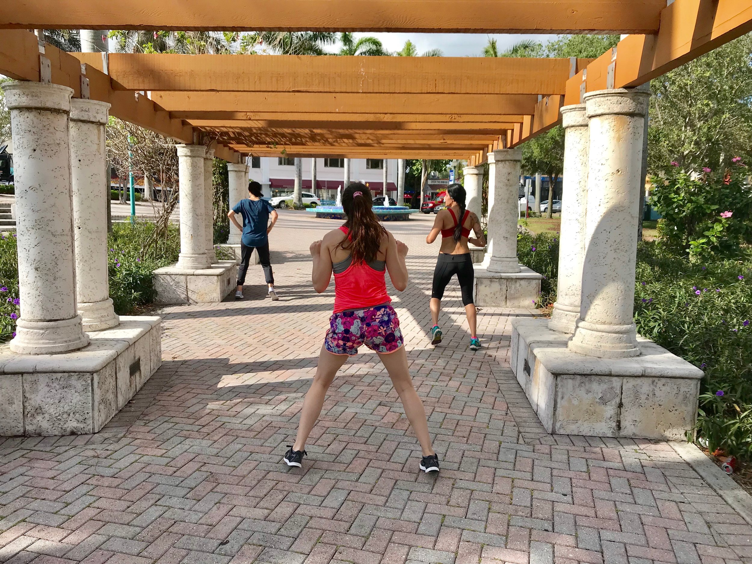 Vita Boot Camp guests working out at the park.