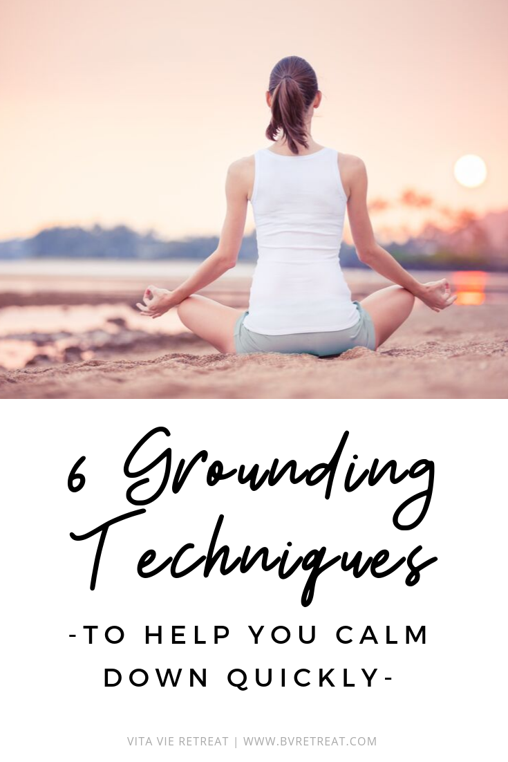 Woman practicing breathing to help calm down.