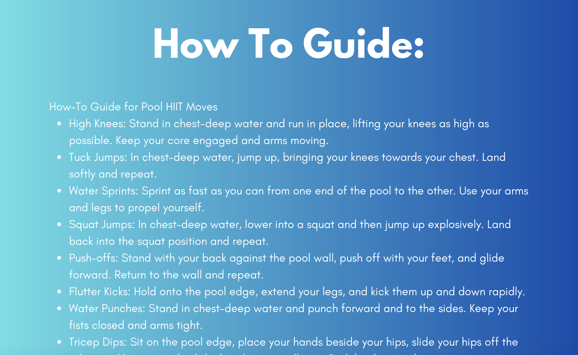 Pool HIIT Workout Series 30 Workouts — Vita Vie Retreat