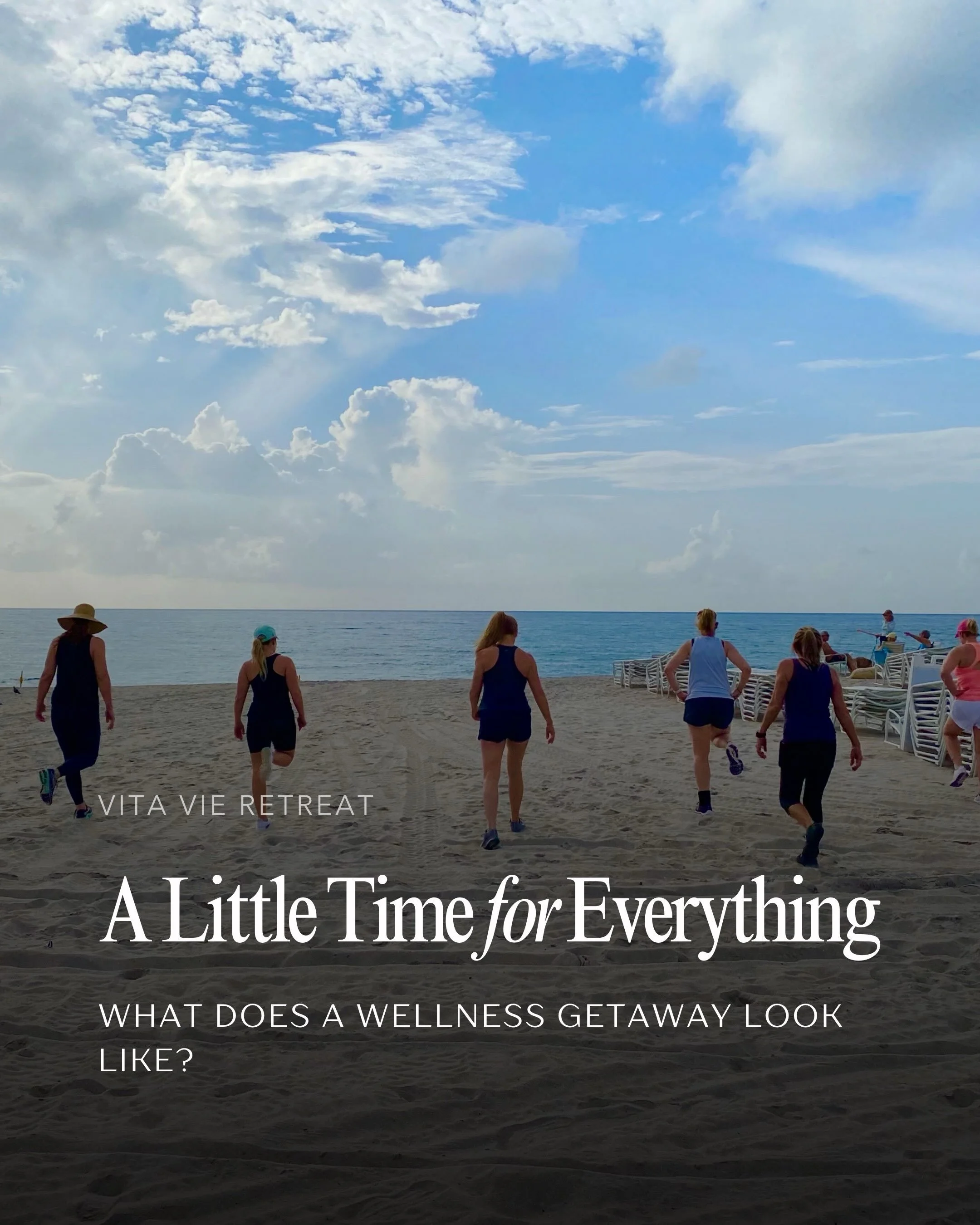 A wellness retreat can mean different things to different people.

To us, it means making time to care for yourself inside and out.

Time to move your body intentionally.
Time to rest and recharge.
Time to explore and experience something new.
Time t