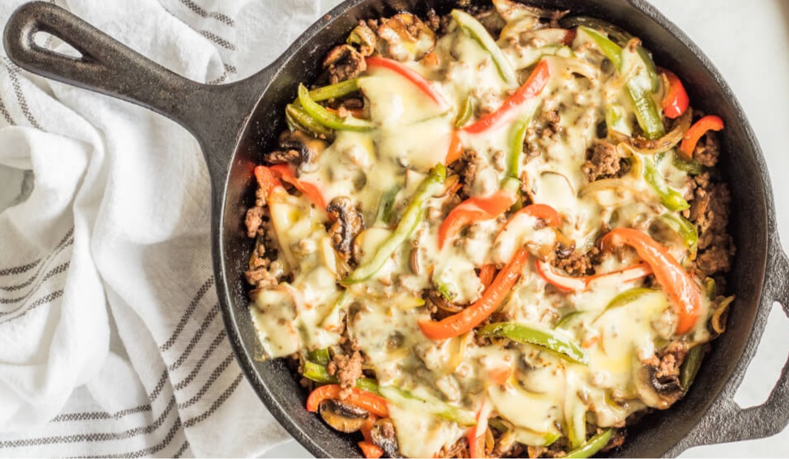 High Protein + Low Carb Cheesesteak Skillet