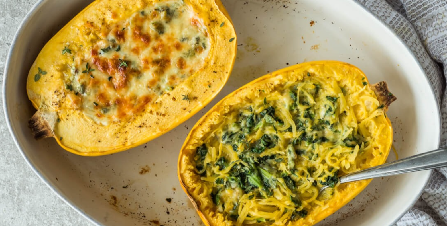 Creamy Alfredo Stuffed Spaghetti Squash (Gluten-Free)