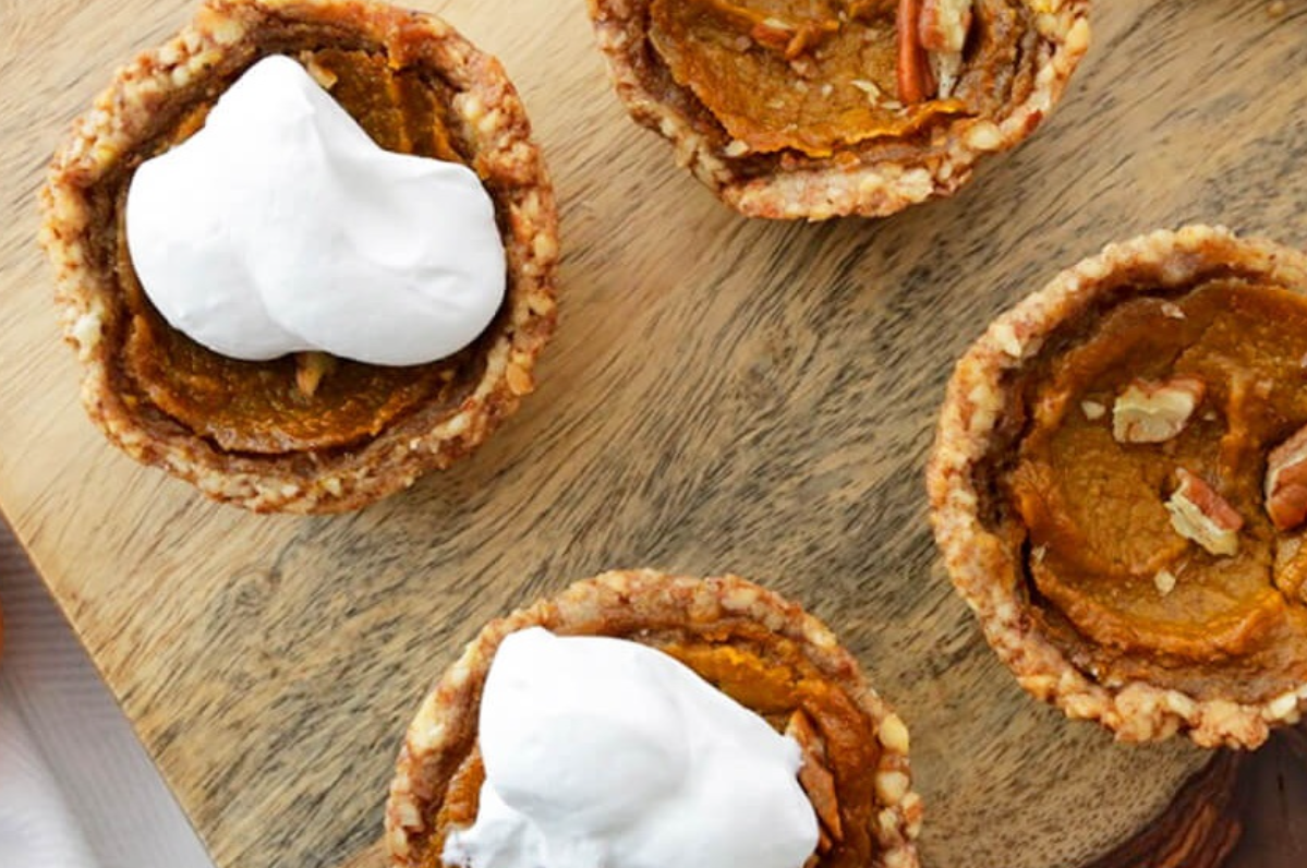 Healthy Pumpkin Pie Tarts with Coconut Whipped Cream