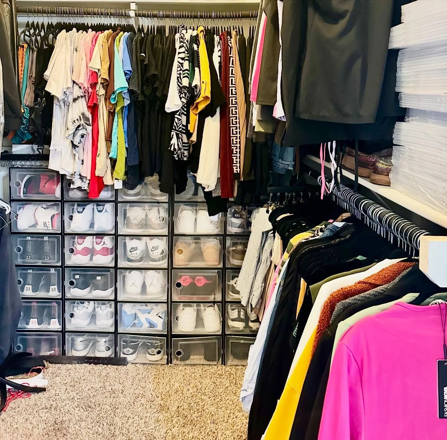 Sometimes I don&rsquo;t take the best after pictures 🙃. 
But what I can tell you is the hours we saved our busy, expecting mom client of unpacking her side of the closet and the kid&rsquo;s closet. 
It was pretty bare when we walked in. Most still i