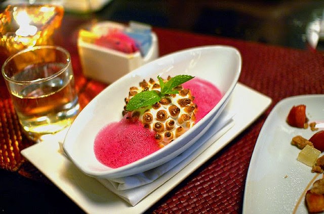 Baked Alaska, Lavender Ice Cream, Hibiscus Foam. Source: Ulterior Epicure