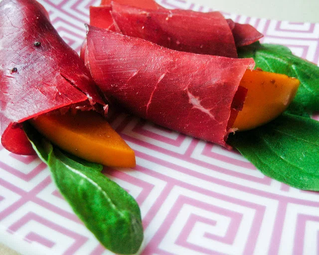 Bresaola and Persimmons. Source: Megg .