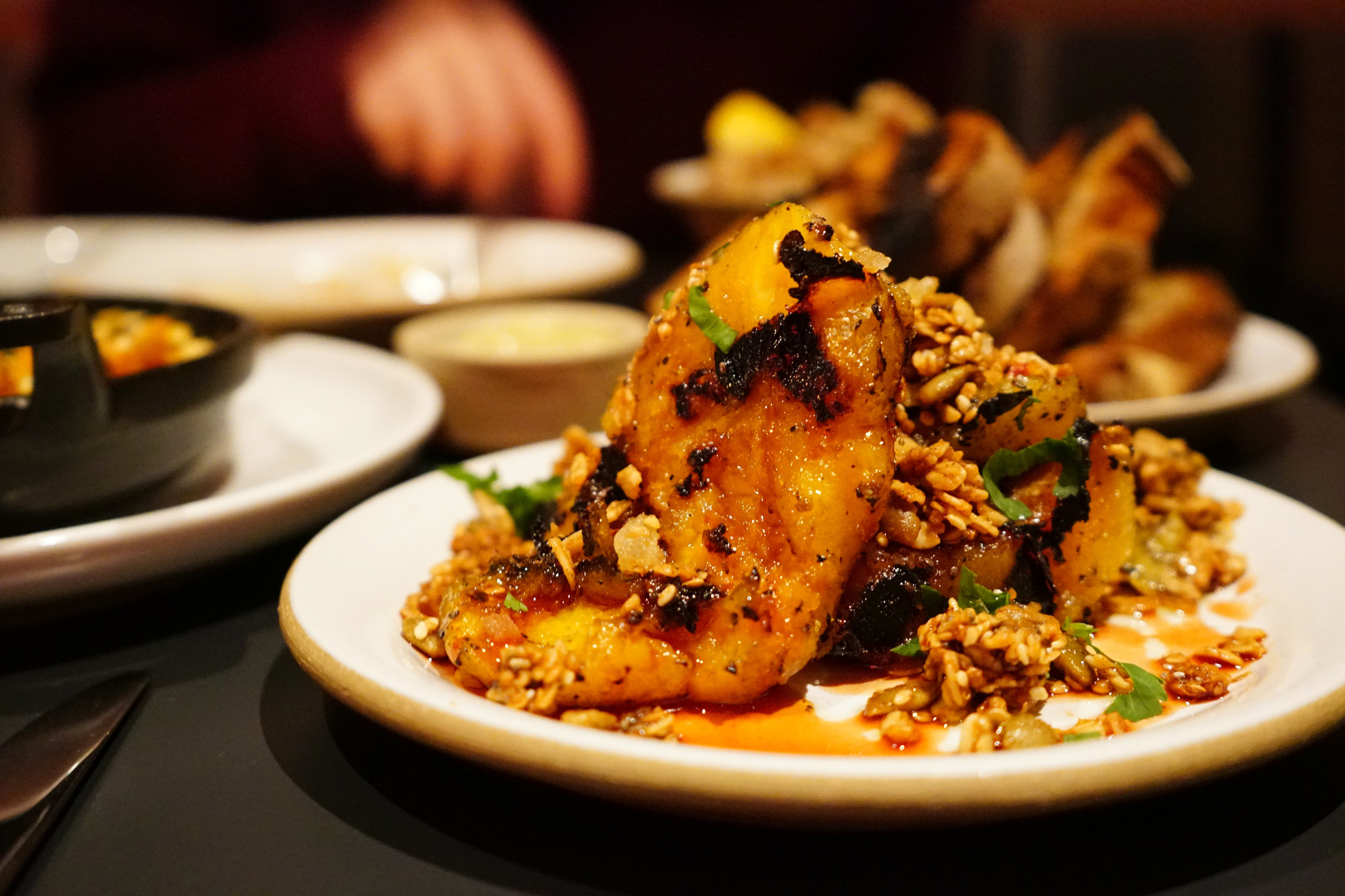 Grilled Acorn Squash with Cider Glaze and Quinoa Granola at Loring Place in New York City