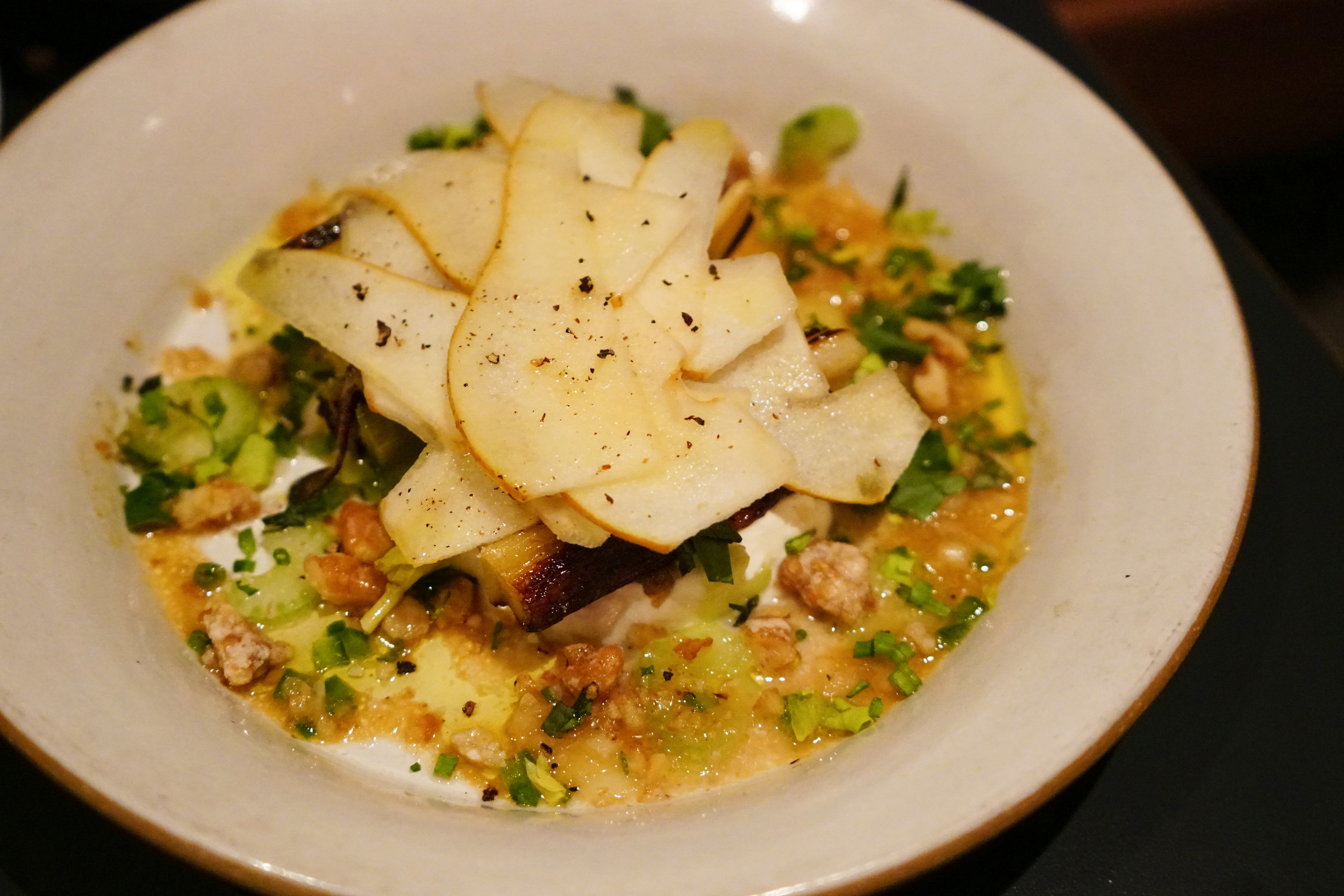 Leeks and Pears at Loring Place in New York City