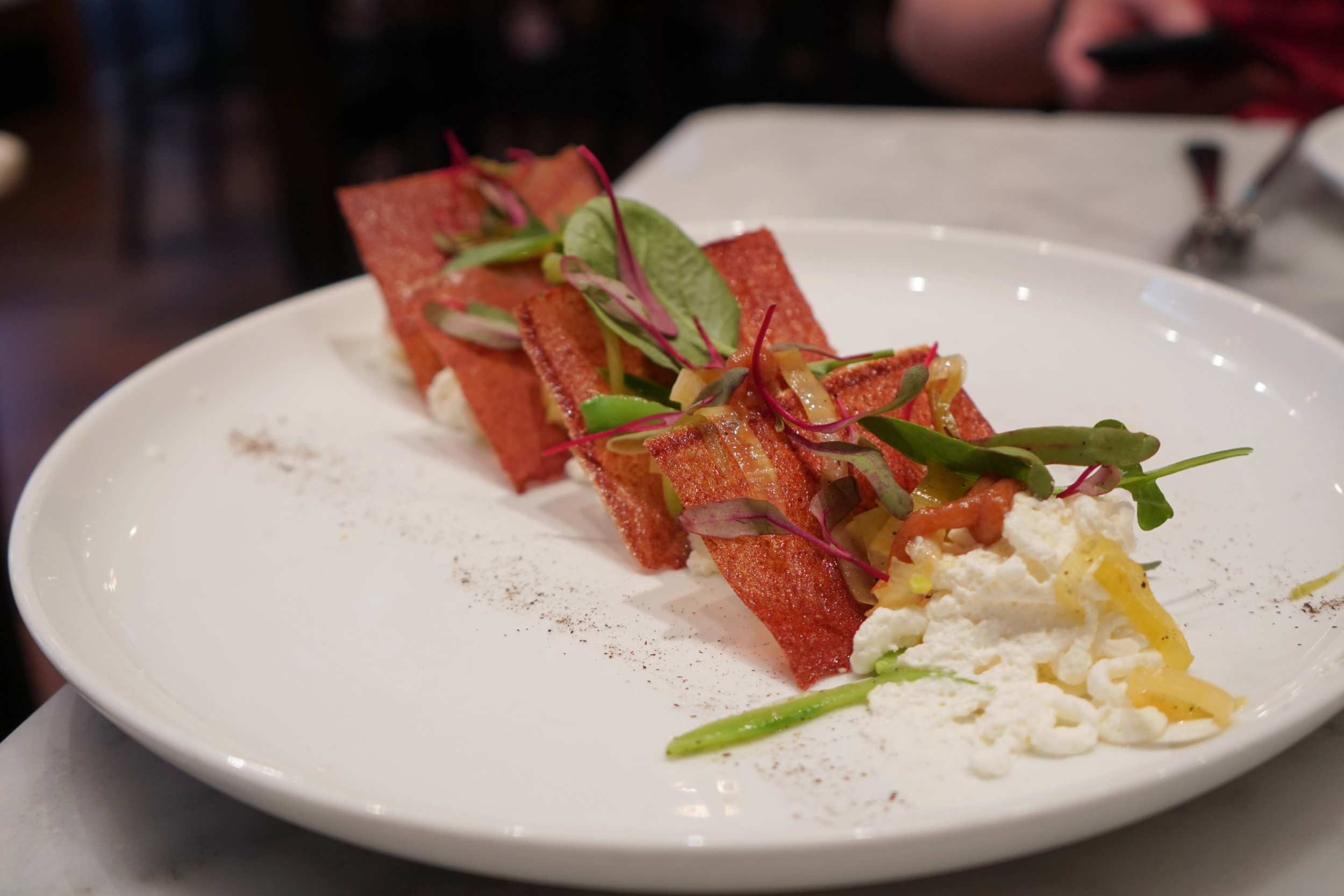 Whipped Feta with Date Crackers at The Purple Pig in Chicago