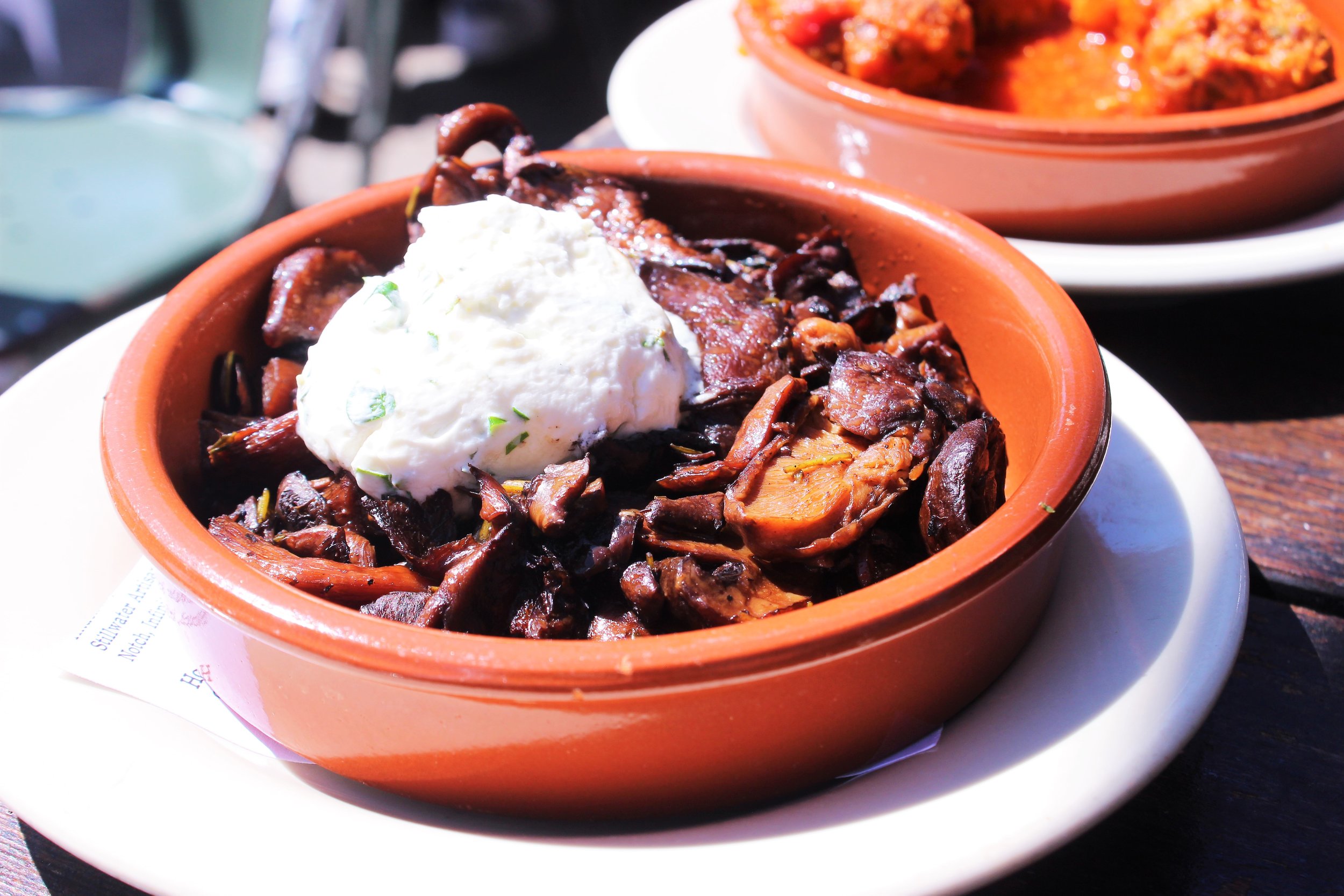 Mushrooms &amp; Herbed Goat Cheese at Barcelona Wine Bar in Boston