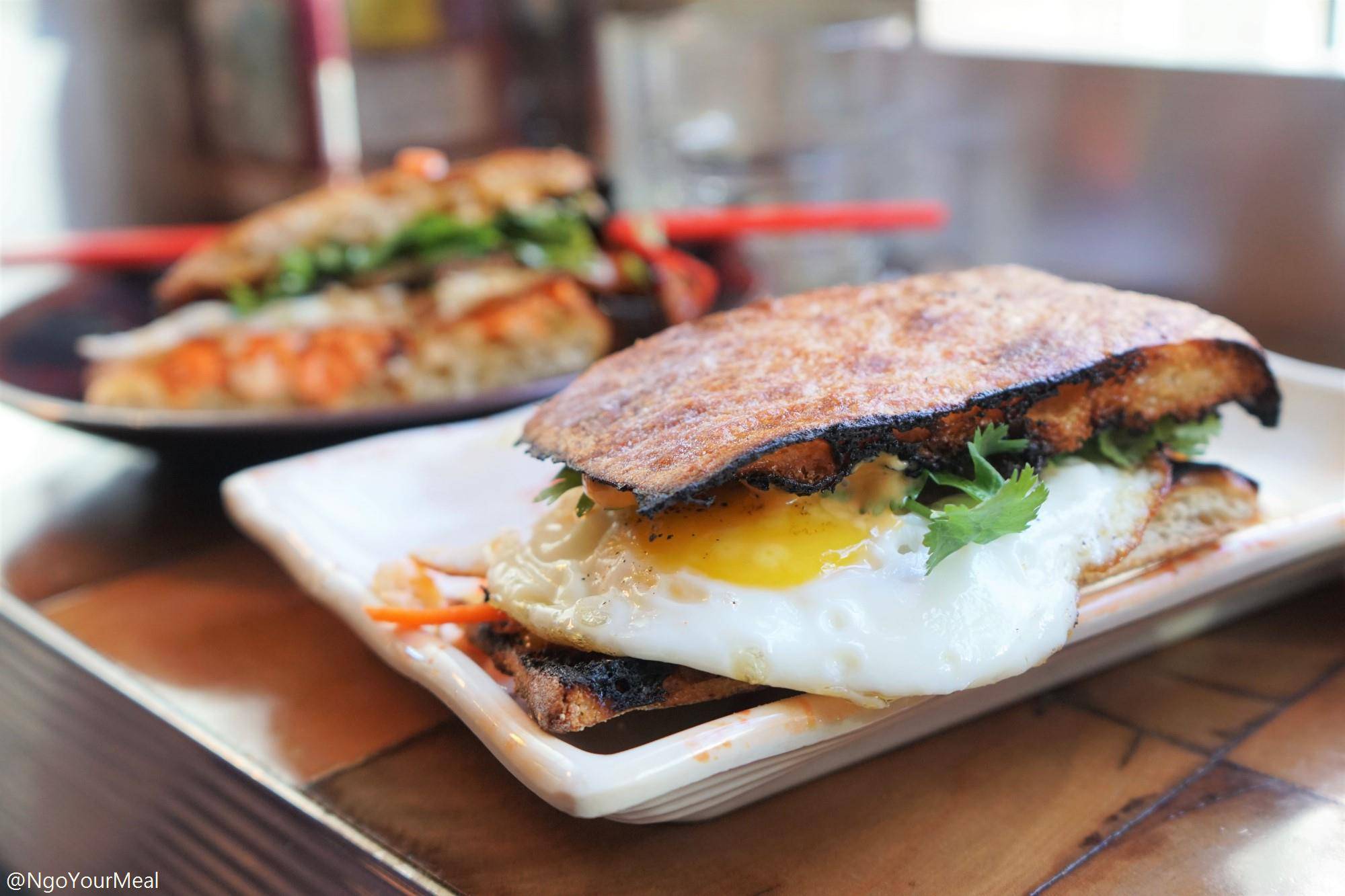 Fried Egg Banh Mi with Soy Glazed Bacon at Myers and Chang in Boston