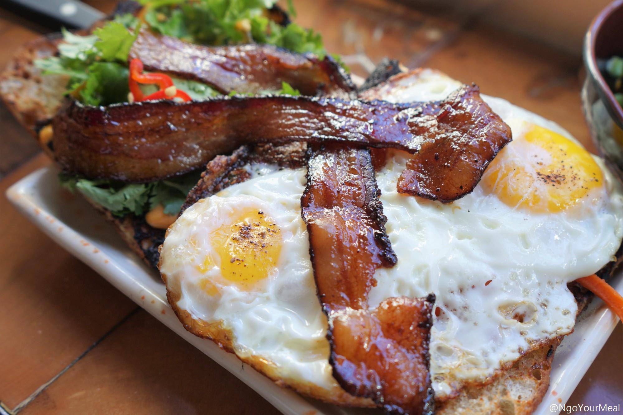 Fried Egg Banh Mi with Soy Glazed Bacon at Myers and Chang in Boston